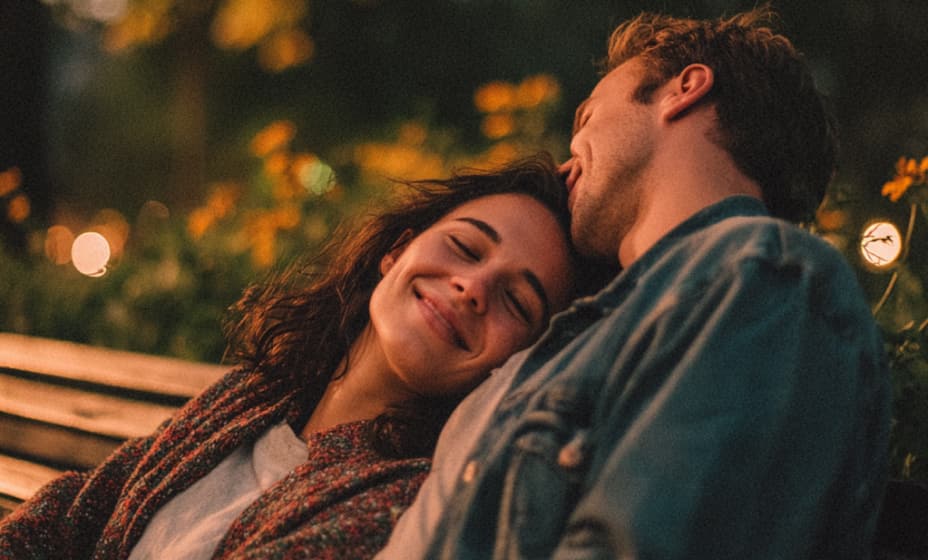 Couple relaxing together outdoors